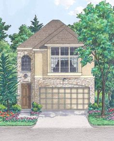 this is an artist's rendering of the front elevation of these homeplans