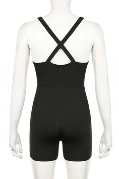 Stay stylish and active with this sports playsuit, featuring a flattering V-neck and a crossbelt detail. Its sleek design combines comfort and fashion for a dynamic, modern look. Details: Elasticity: High Stretch Fabric Type: POLYESTER Material: SPANDEX Size (IN) Bust Waist Hip Length S 28.74-32.68 23.62-27.56 31.50-35.43 27.95 M 30.31-34.25 25.20-29.13 33.07-37.01 28.54 L 31.89-35.83 26.77-30.71 34.65-38.58 29.13 Fitness Bodysuit, Black Playsuit, Black Overalls, Chic Sundress, Sleeveless Jumpsuits, Flowing Maxi Dress, Glamorous Evening Gowns, Dress Styles, Dress Designs