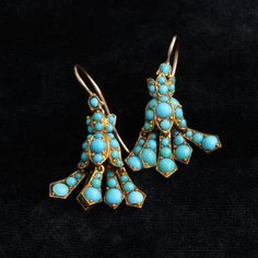 Victorian Turquoise Bluebell Earrings Curella Jewelry, Antique Turquoise Earrings, Luxury Ornate Turquoise Jewelry, Luxury Vintage Turquoise Earrings, Luxury Turquoise Jewelry With Intricate Design, Turquoise Wedding Jewelry Earrings, Vintage Turquoise Jewelry Traditional, Antique Turquoise Jewelry, Victorian Language