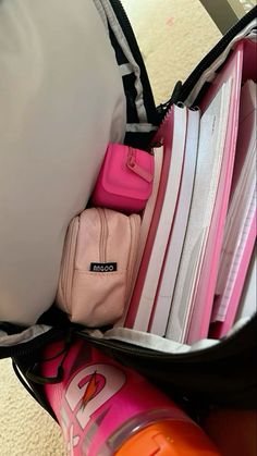 🌷 School Supplies 2024-2025, Pink And White School Supplies, Back To School Cute Supplies, School Supplies 9th Grade, Back To School Asthetics Supplies, Baddie School Supplies, Back To School 2024, Cute School Stuff, Pink School Supplies Aesthetic