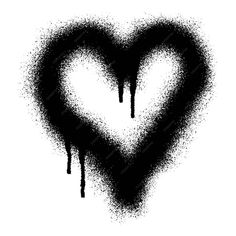 black and white image of a heart with dripping paint