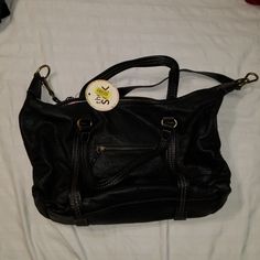 Large Black Leather Sak Purse Never Used New With Tags.No Flaws 15.5 10.5 Measurements Black Faux Leather Casual Satchel, Casual Black Faux Leather Satchel, Black Faux Leather Satchel With Leather Handles, Black Faux Leather Satchel For Everyday Use, Everyday Black Faux Leather Satchel, Black Faux Leather Satchel For On-the-go, Black Textured Leather Hobo Bag For On-the-go, On-the-go Textured Leather Black Hobo Bag, Casual Black Bag With Leather Backing