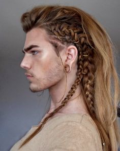 Man With Long Hair, Trendy We Fryzurach, Viking Braids, Viking Hair, Men's Long Hairstyles, Mohawk Hairstyles, Mens Braids, Man Bun, Trending Hairstyles