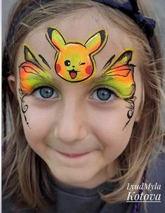 Kawaii Face Paint, Pokemon Face Paint, Pikachu Face Paint, Pokemon Facepaint, Disney Face Painting, Face Painting Unicorn, Animal Face Paintings, Pokemon Faces, Festival Face Paint