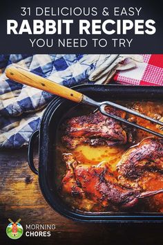 the cover of 31 delicious and easy rabbit recipes you need to try by morning choress