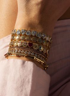 Lisa Gozlan, Jewel Bracelet, Gold Bracelets Stacked, Fancy Jewelry Necklace, Pink Jewels, Expensive Jewelry Luxury, Mixed Metal Jewelry, Jewelry Accessories Ideas, Dope Jewelry