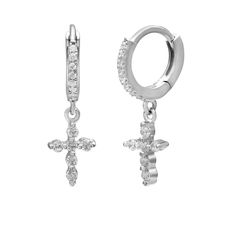 Display your devotion whenever you wear these PRIMROSE sterling silver cubic zirconia cross earrings. Display your devotion whenever you wear these PRIMROSE sterling silver cubic zirconia cross earrings.  Length: 20 mm Backings: click-it Nickel free Metal: sterling silver Plating: rhodium Finish: polished Packaging: decorative cardSTONE DETAILS Stone type: cubic zirconia Total weight: 1/4 ct. Shape: round Setting: prong Gemstones may have been treated to enhance their appearance. Special care ma Preachers Daughter, Earrings Display, Hoop Drop Earrings, Cross Earrings, Sterling Silver Cross, Silver Cross, Jewelry Earrings Dangle, Diamond Earrings, Diamond Necklace