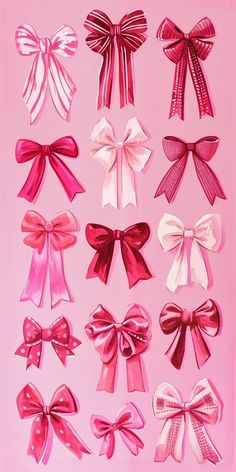 an image of many different bows on a pink background