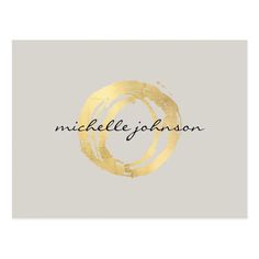 a gold circle with the word, michael johnson on it in black and white ink