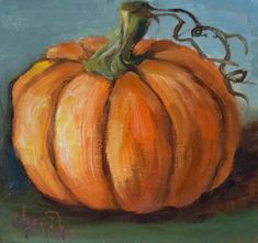 Pumpkin 6 OOAK 5x5 Inch Original Oil Painting Art by Cheri Wollenberg - Etsy Paintings Of Pumpkins Acrylic, Easy Fall Paintings For Kids, Pumpkin Oil Painting, Simple Autumn Painting, Paintings Of Pumpkins, Painting Of Pumpkin, Simple Fall Paintings, Pumpkin Painting Ideas Canvases, Pumpkin Acrylic Painting