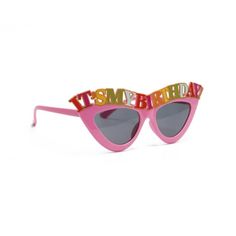 a pair of pink sunglasses with the words it's my birthday on them