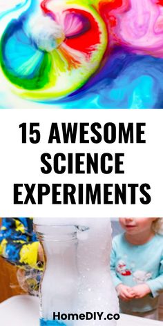 This pin features two images showcasing engaging indoor science experiments for kids. Discover 15 exciting projects you can do at home that are fun and educational.