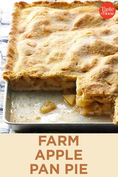 an apple pie is cut in half and ready to be eaten with text overlay