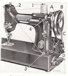 an old sewing machine with instructions on how to use the thread and needle for stitching