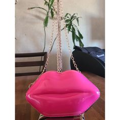 Sassy Lips Bag Will Surely Catch Eyes! Carry This One On Your Next Date Night! The Lips Are Fuchsia Colored And Glossy. Features A Gold Chain Strap And Zip Closure. Perfect For Valentine's Day! Measures 9 In.X 6 In.X 2 In. Brand New Condition Valentine Coloring, Kurt Geiger, Purse Bag, Crossbody Purse, Chain Strap, Purses Crossbody, Gold Chain, Gold Chains, Date Night