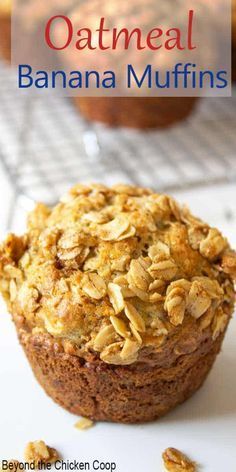 banana muffins with oatmeal on top