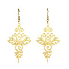 PRICES MAY VARY. Size：27*45.7mm/25*21.6mm，Weight:5.5g/4.8g.The size fits most people, so you can buy it without any worries. Material：Lotus Flower Drop Earrings are made of Stainless steel which has the advantages of not fading, not easy to scratch and leaving marks, and never deformed. Design：The overall design for these Lotus Flower Drop Earrings is unique and beautiful. It can meet your daily wearing needs,so these earrings deserve to purchase. Packaging：Our jewelry is individually inspected before shipping,and it will come in a pretty flannel pocket packaging. Perfect Gift：It makes the perfect gift for Birthday, Anniversary, Friendship, Vacation, Mother's Day, Father's Day, Teacher's Day, Christmas, New Year, Valentine's Day, Coworker appreciation, etc.. Fashion Designs,Looks great and Flower Dangle Earrings, Earrings Bohemian, Geometric Jewelry, Drop Earring, Jewelry Companies, Jewelry For Women, Unique Earrings, Lotus Flower