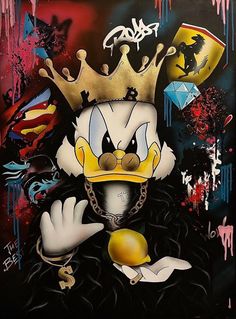 a painting of a clown with a crown on his head