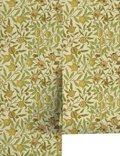 an image of a green and yellow wallpaper with fruit on the vine pattern in two different sizes