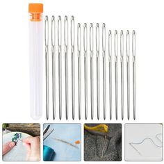 10 pcs / lot diy crafting sewing needles with plastic case for needle tips