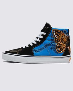 Dia De Muertos Sk8-Hi Shoe Vans Custom Mid-top Sneakers For Skateboarding, High-top Custom Sneakers For Skateboarding, Custom High-top Vans Sneakers With Rubber Sole, Vans Blue High-top Sneakers For Streetwear, Vans High-top Custom Sneakers For Sports, Blue Vans High-top Sneakers For Streetwear, Black High-top Vans Custom Sneakers, Vans Mid-top Custom Sneakers For Streetwear, Vans Custom Black High-top Sneakers