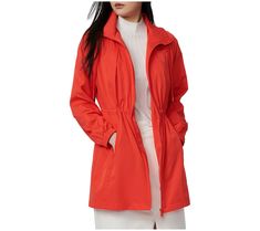 Beat the bad weather blues in this trendy anorak rain coat. A drawstring cinches the waist, pockets hold your essentials, and a drawcord hood keeps the frizzies at bay. From Bernardo. Casual Raincoat With Drawstring For Fall, Casual Drawstring Raincoat For Fall, Casual Fall Raincoat With Drawstring, Spring Windbreaker With Drawstring Hood For Travel, Spring Travel Raincoat With Drawstring Hood, Casual Winter Raincoat With Drawstring, Casual Long Sleeve Raincoat With Drawstring, Raincoat Jacket, Hooded Rain Jacket