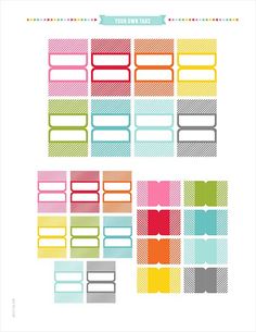 the printable planner stickers are shown in different colors and sizes, with text that reads