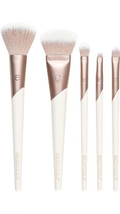 EcoTools Luxe Natural Elegance Professional Face Makeup & Foundation Brush Set, Premium Brush Kit For Face, Cheek, & Eye Makeup, Synthetic Makeup Brushes, Vegan & Cruelty-Free, 5 Piece Set Makeup Foundation Brush, Makeup Coverage, Eyeshadow Brush Set, Complete Makeup, Makeup Brush Kit, Makeup Brush Set Professional, Face Makeup Brush, Eye Makeup Brushes, Professional Makeup Brushes