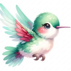 a green and white bird with red wings on it's back legs is flying in the air