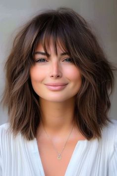 Hairstyles For Chunky Faces For Women, Medium Length Haircut Ideas With Layers, Shoulder Length Hair Haircuts, Mid Length Shag Haircut With Bangs, Medium Length Shag Haircuts With Bangs, Shoulder Length Shag Haircut, Medium Shag With Bangs, Mid Length Shag, Shoulder Length Shag