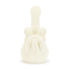 a white stuffed animal sitting in front of a white background