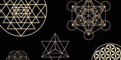 golden geometric shapes on black background