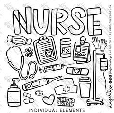 the word nurse surrounded by medical supplies