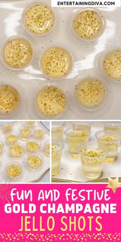 Gold Champagne Jello Shots With Glitter Jelly Shots Recipe, Jelly Shots, White Cranberry Juice