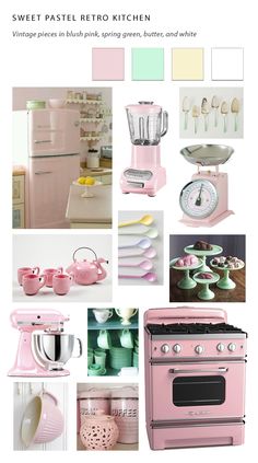 pink kitchen appliances are featured in this instagram