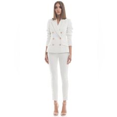 New Misha Collection Blazer In Ivory. This Blazer Has A Tailored Fit And Features Gold Buttons. Love This Blazer! Original Tags And Packaging Gingham Jacket, Velvet Blazer, Cropped Blazer, Fitted Blazer, Tweed Blazer, Linen Blazer, White Blazer, Ivory Color, Black Blazers