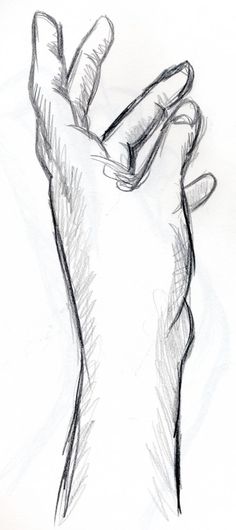 a pencil drawing of a hand holding something