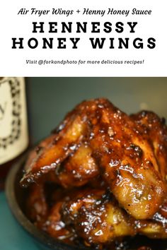 the cover of an air fryer recipe for honey wings