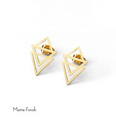 14K 9K Triple Triangle Studs, Triangle Stud Earrings, Geometric stud earrings, Triangle Post Earrings, Solid gold earrings, Gift for her, FREE EXPRESS SHIPPING Unique 14K or 9K Solid gold triple triangle stud earrings. Mix and match them with our other studs: https://www.etsy.com/listing/600628372 https://www.etsy.com/shop/WhisperGold?section_id=23760296 ------------------------------------------------- D E T A I L S 14K Solid Gold or 9K Solid Gold Size: 19mmx12.5mm Earrings for pierced ears wit Modern 14k Gold Ear Climbers As Gift, Modern Yellow Gold Ear Climbers As Gift, Modern Yellow Gold Ear Climbers For Gifts, Modern Yellow Gold Ear Climbers Gift, Triangle Yellow Gold Earrings For Gift, Modern Ear Climbers As A Gift, Modern Gold Ear Climbers As Gift, Double Horn Necklace, Triangle Stud Earrings