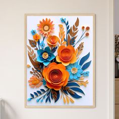 Paper Cut Out Of Flowers Art Print Default Title Paper Flowers In Frame, Flowers In Frame, Colorful Paper, Metallic Prints, Wooden Hangers, Travel Wall, Paper Cutout, Circle Shape, A Circle