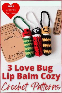 three love bug lip balm cozy crochet patterns