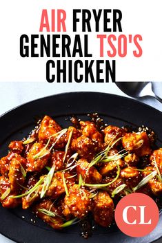 the cover of air fryer general tso's chicken cookbook is shown