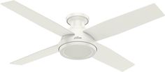 the ceiling fan is white and has four blades