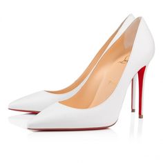 Kate - 100 mm Pumps - Nappa leather - Bianco - Christian Louboutin United States Louboutin Wedding Shoes, Dr Belongings, Hak Tinggi, Louboutin Kate, Christian Louboutin Kate, Feminine Wardrobe, Louboutin Heels, Red Sole, Red Bottoms