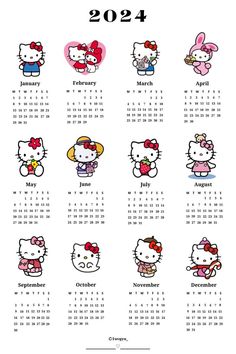 a calendar with hello kitty on it for the year 2012 - 2013, and an image of