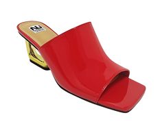 Synthetic Leather upper, Slip on for easy entry,2\ metallic architectural heel, Square open toe, Lightly cushioned footbed, Rubber outsole | Women's Ninety Union Florence Dress Sandals in Red Size 11 Red Kitten Heels, Kitten Heel Sandals, Color Rojo, Dress Sandals, Synthetic Leather, Women's Pumps, Size 13, Florence, Open Toe