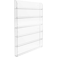 a white shelf with three shelves on each side