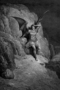 an old illustration of a man on top of a mountain with a bat in his hand