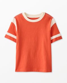 Score a touchdown in this relaxed fit jersey-style tee that's perfect for all-day play, both on and off the field! • Sueded cotton is extra soft on skin • Colorblock sleeves • Like new wash after wash 70% combed cotton, 30% recycled cotton sueded jersey Relaxed fit Soft ribbed neck Colorblock sleeves Prewashed Imported. Boy, Boys Clothes, Tees & Shirts, Back to School Shirts & Tops, Back to School clothes. | Jersey T-Shirt - Size 5 - Persimmon - Back to School - Hanna Andersson Boy Boy, Jersey Style, School Clothes, Boys Clothes, Boy Clothes, Back To School Outfits, Hanna Andersson, School Shirts, The Field