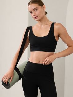 BEST FOR STUDIO: yoga + barre + pilates IMPACT: Light-impact workouts, best for A-C cups FEEL: Powervita fabric is buttery soft with support that feels like a gentle hug Bonded longline chestband gives you the support without the squeeze Straps designed for comfort on the shoulders and neck Easily pairs with the Empower Mastectomy Bra Insert. Designed for A-C cups. Barre Pilates, Mastectomy Bra, Yoga Barre, Bra Inserts, Confident Women, Bra Dress, Longline Bra, Fitness Lifestyle, Black Rib